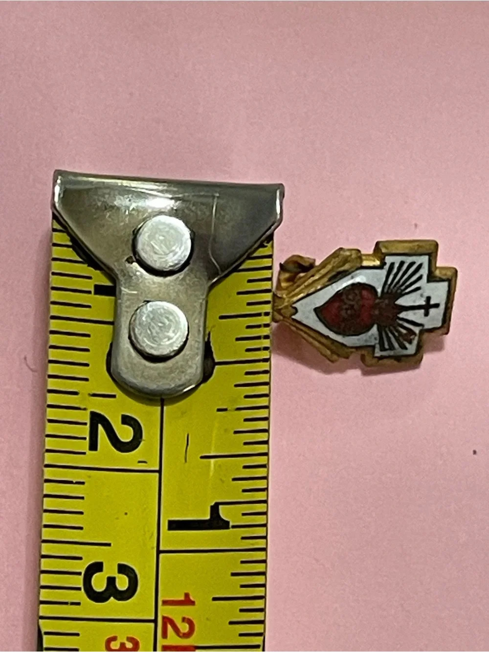 Vintage Sacred Heart of Jesus Enamel Gold Filled Cross Shield Pin #9972 ❤️‍🔥